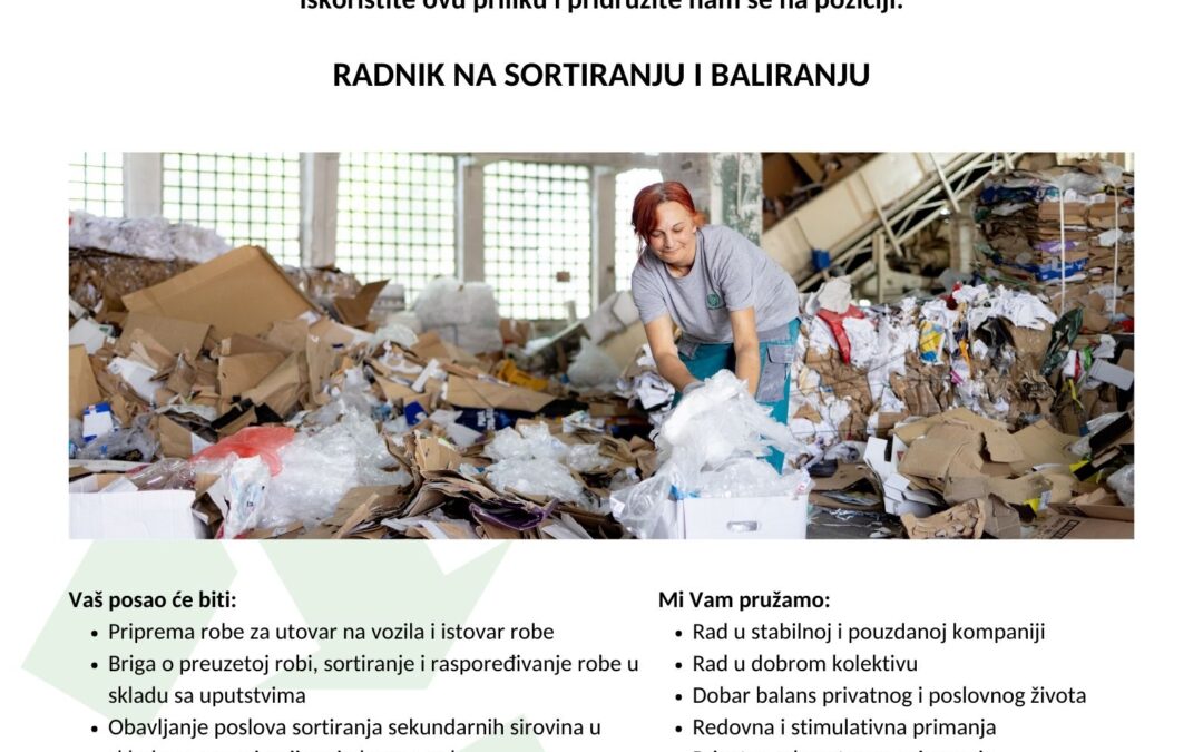 Radnik na sortiranju i baliranju