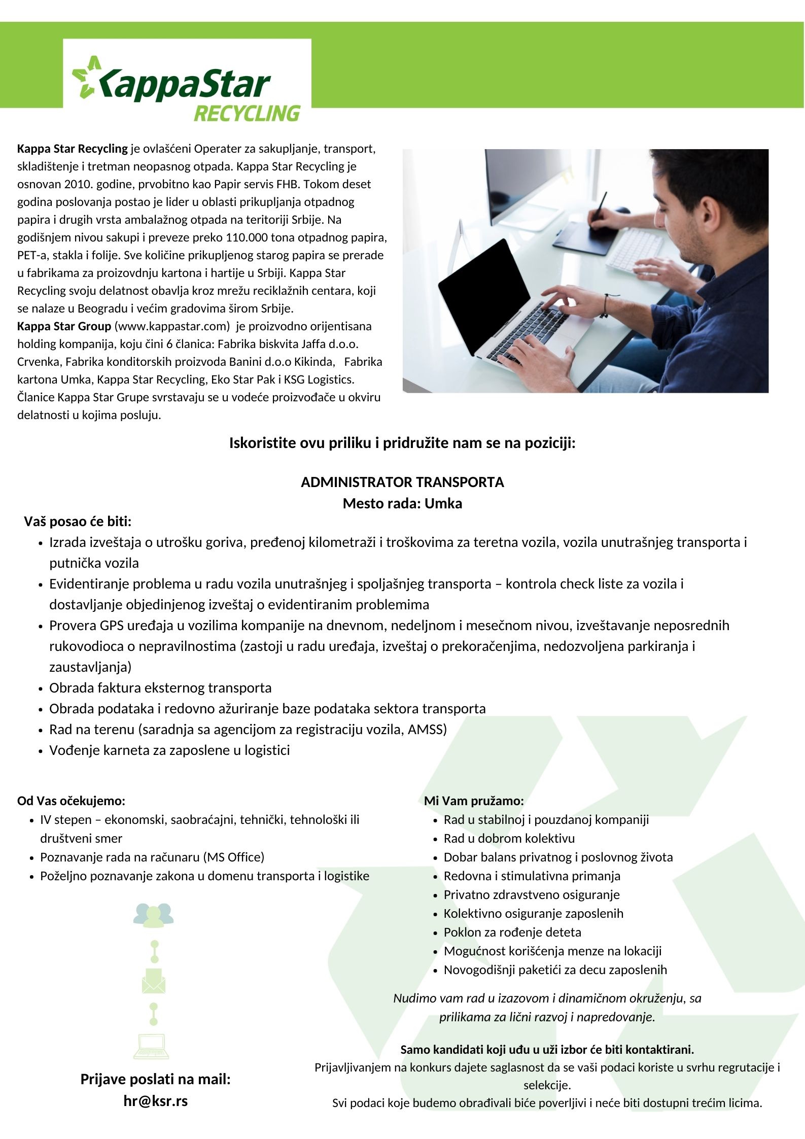 Administrator transporta Kappa Star Recycling